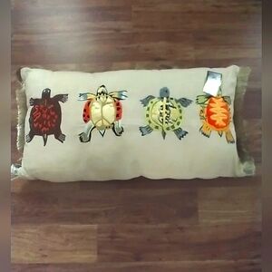 Pillows Silk Embroidered Cotton/linen Zip Closure Fringe Border NWT